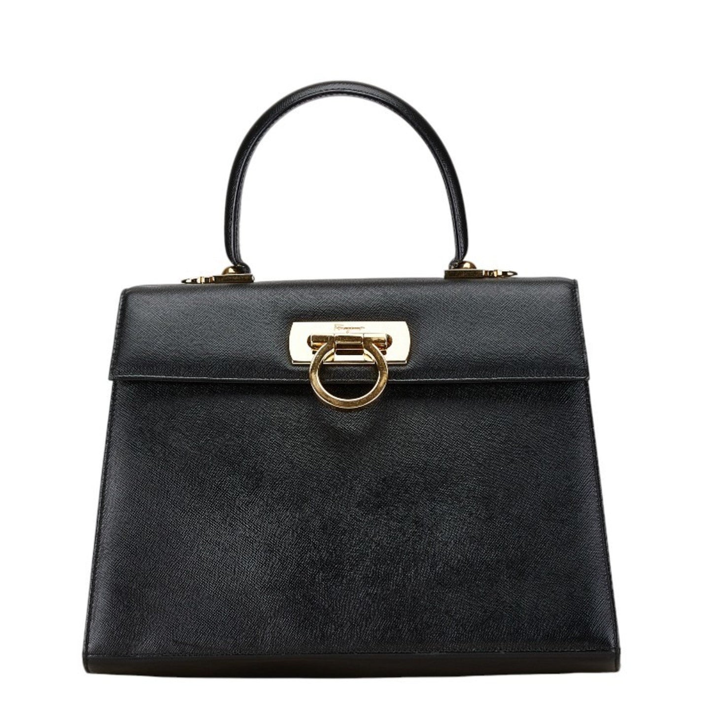 Salvatore Ferragamo Gancini, Black, Leather, handbag