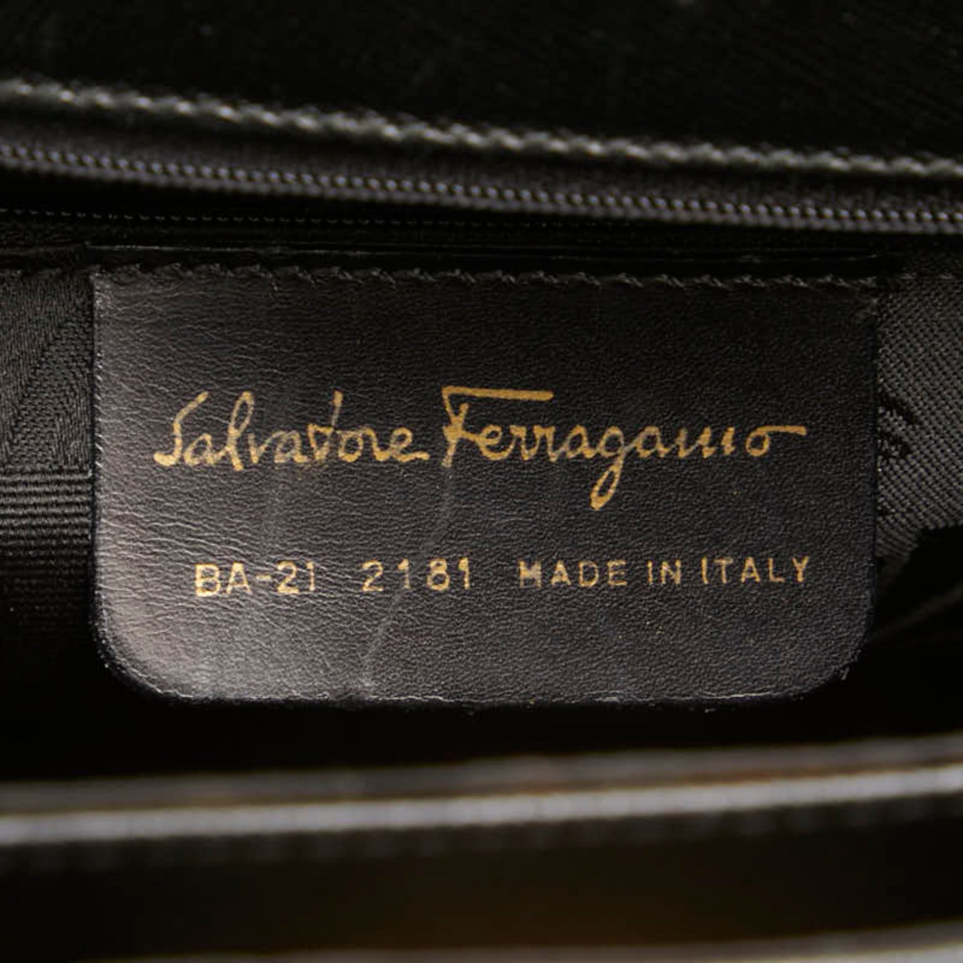 Salvatore Ferragamo Gancini, Black, Leather, handbag