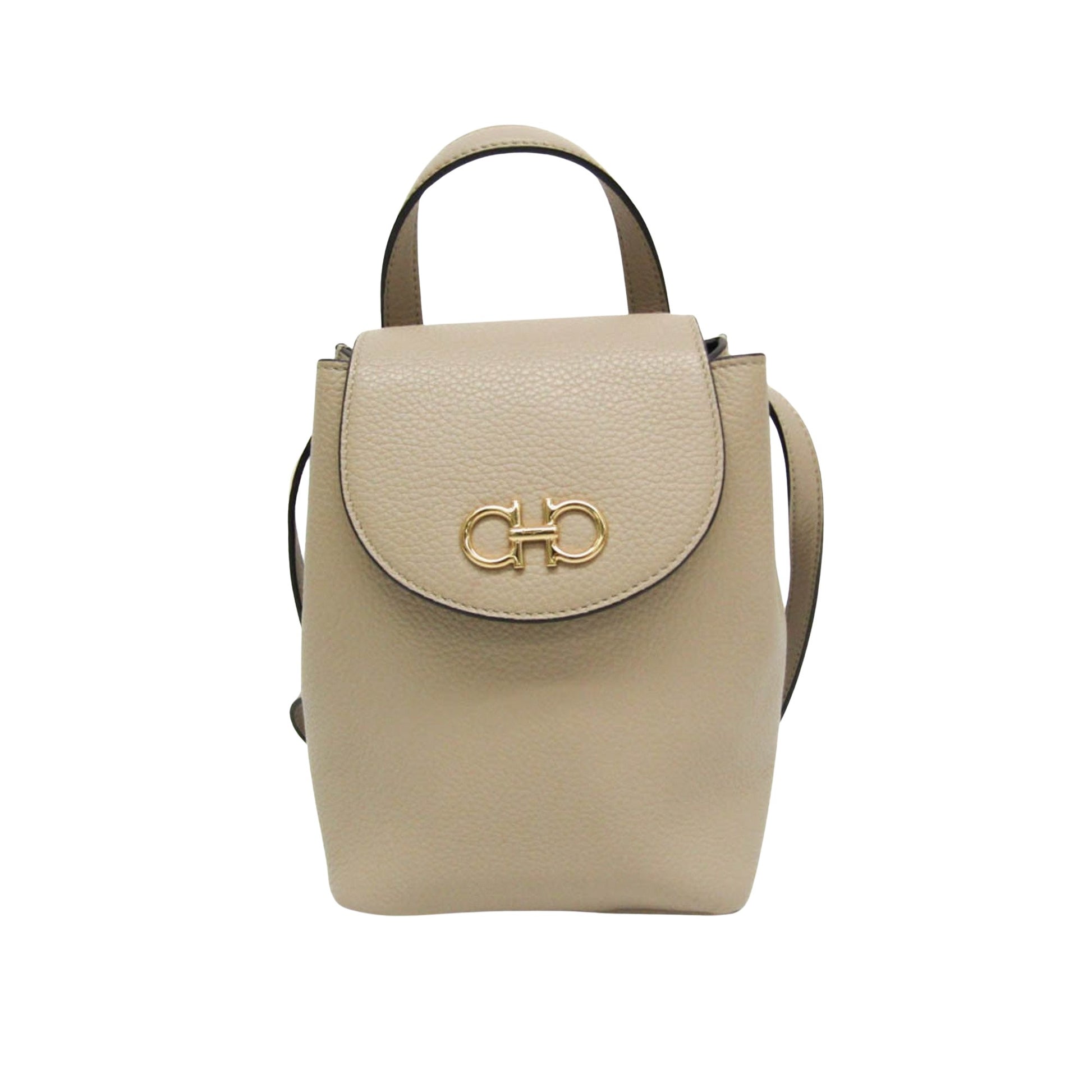 Salvatore Ferragamo Gancini, Beige, Leather, backpack