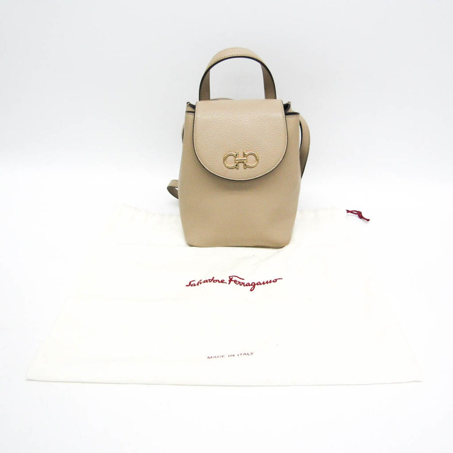 Salvatore Ferragamo Gancini, Beige, Leather, backpack