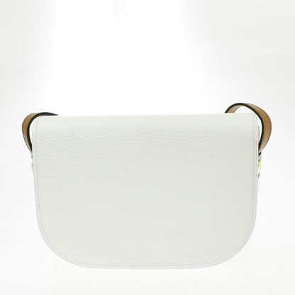 Christian Dior Vintage CD Flap Leather, White, Leather, Shoulder Bag