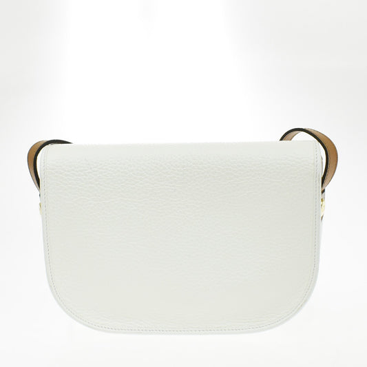 Christian Dior Vintage CD Flap Leather, White, Leather, Shoulder Bag