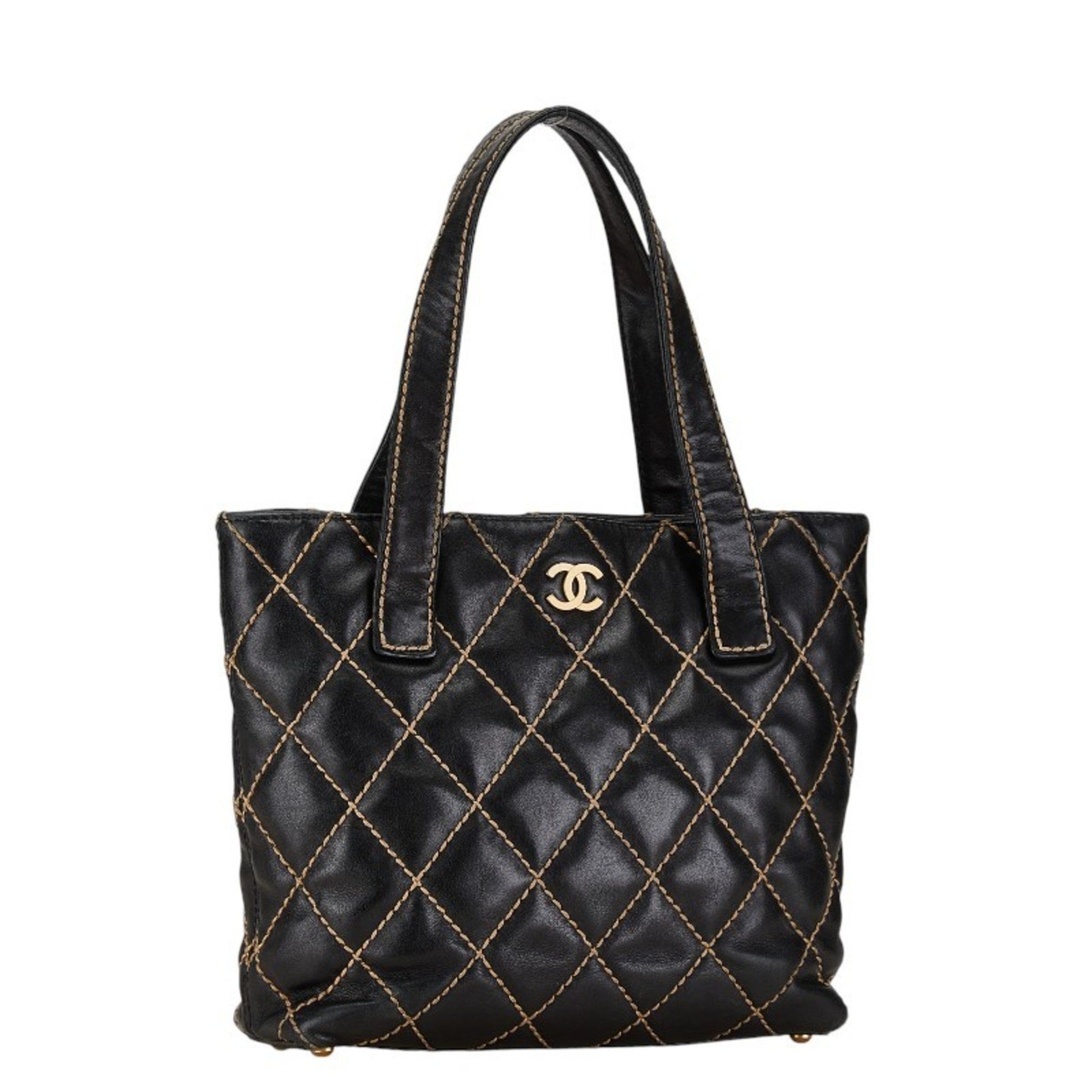 Chanel Wild stitch, Black, Leather, tote