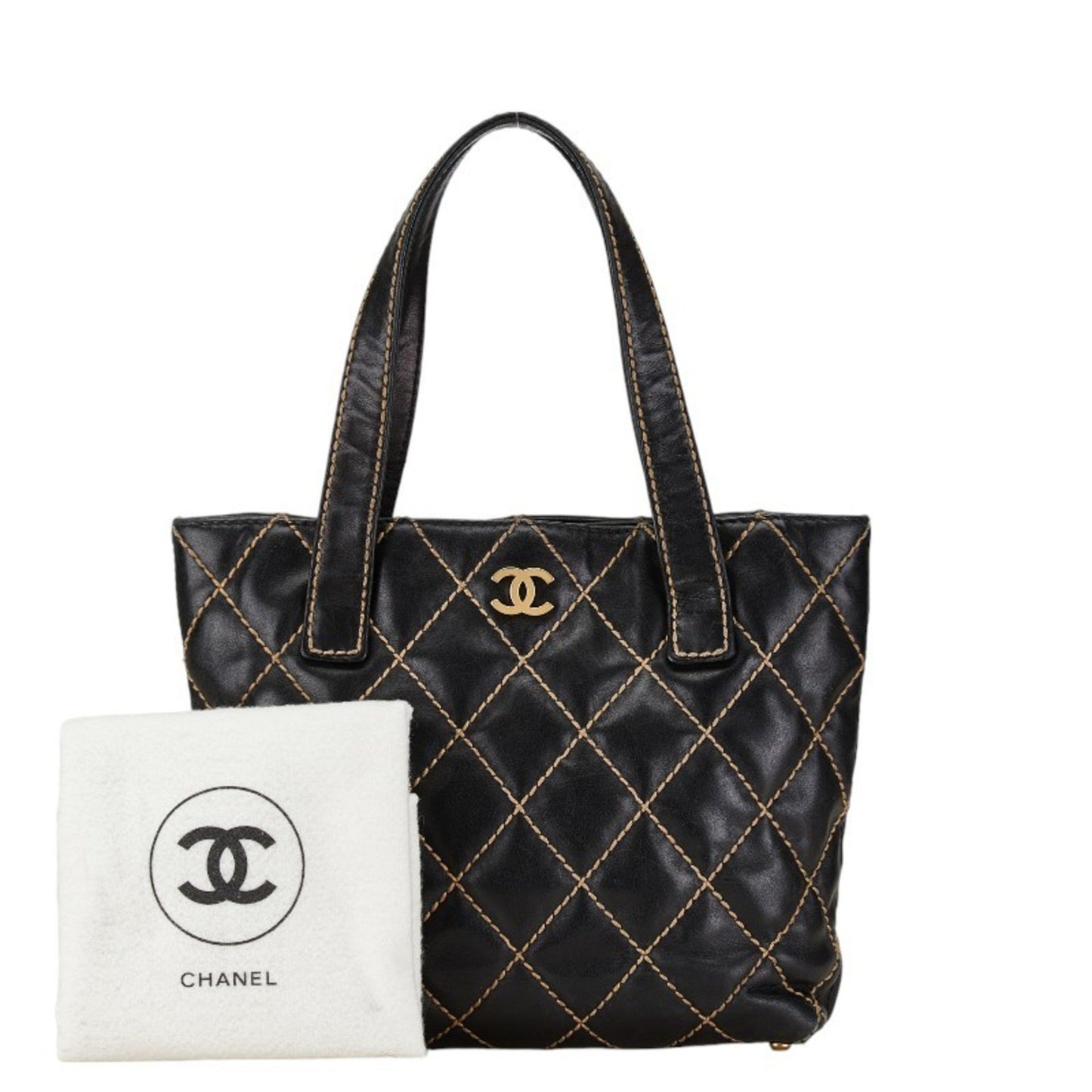 Chanel Wild stitch, Black, Leather, tote