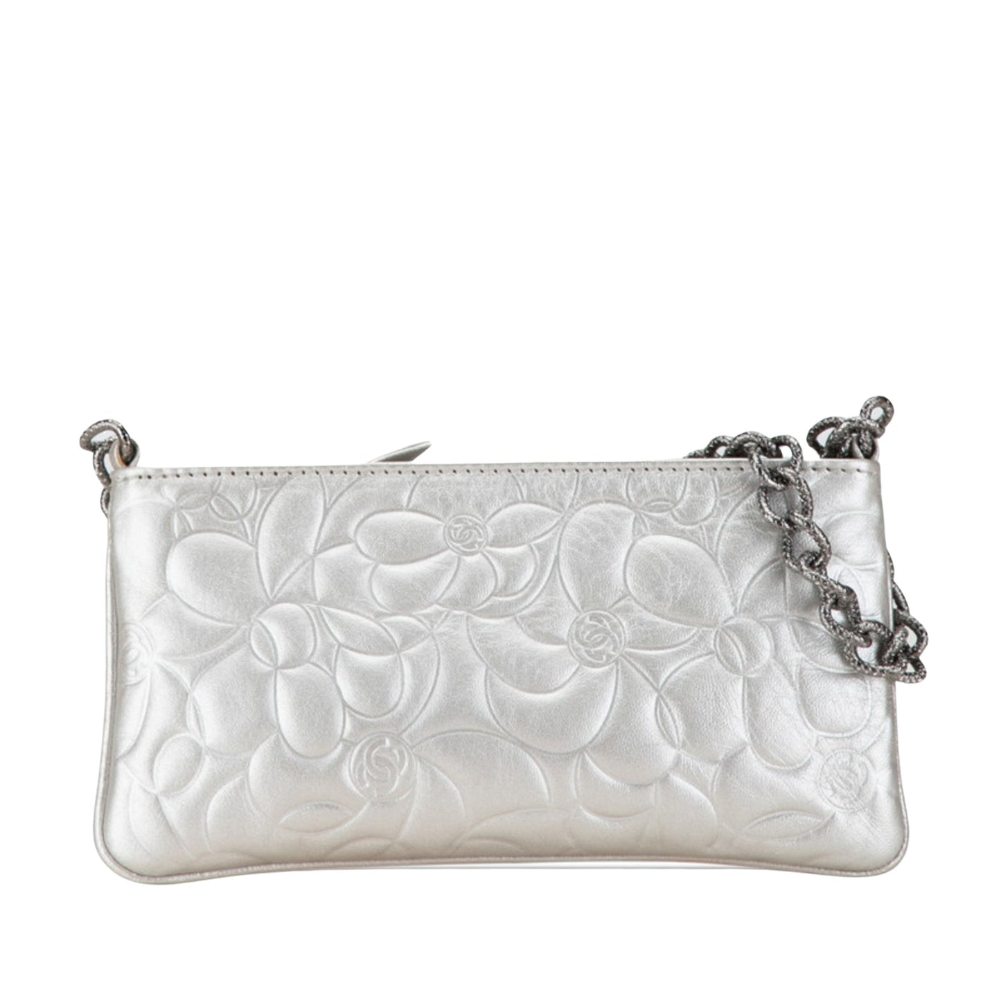 Chanel Camellia, Silver, Leather, handbag