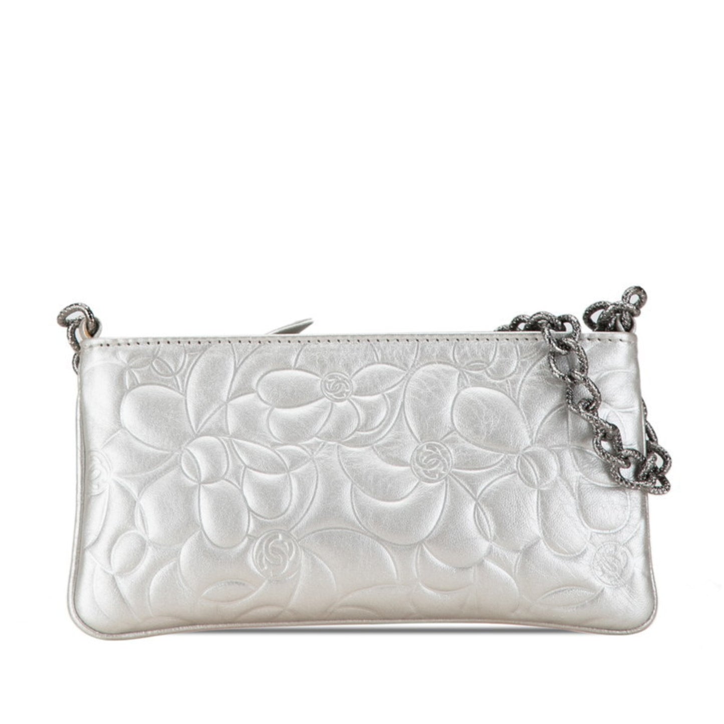 Chanel Camellia, Silver, Leather, handbag