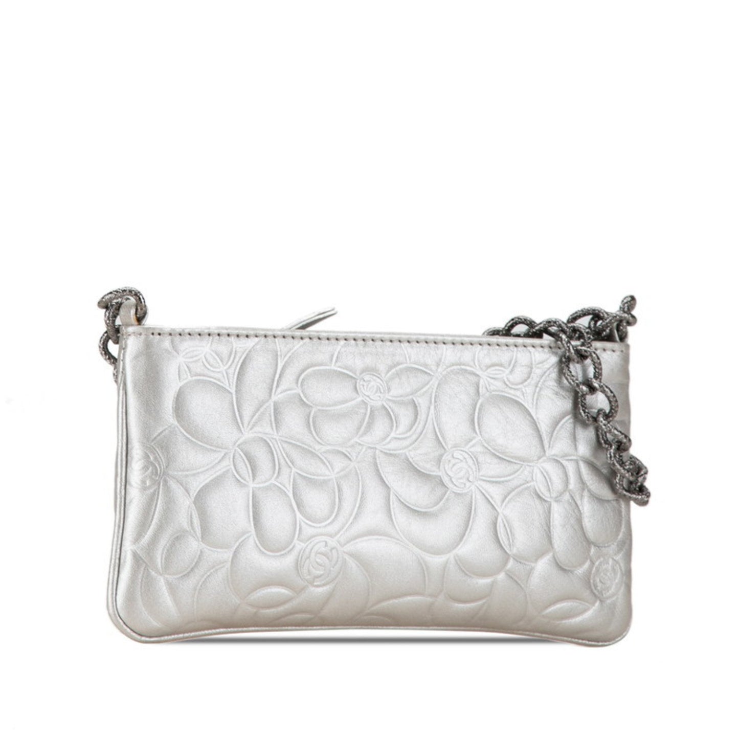 Chanel Camellia, Silver, Leather, handbag