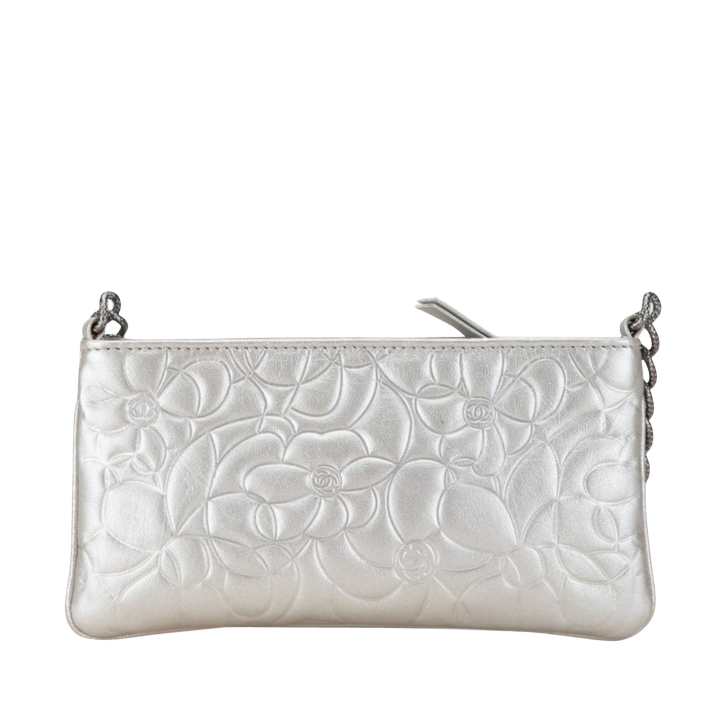 Chanel Camellia, Silver, Leather, handbag