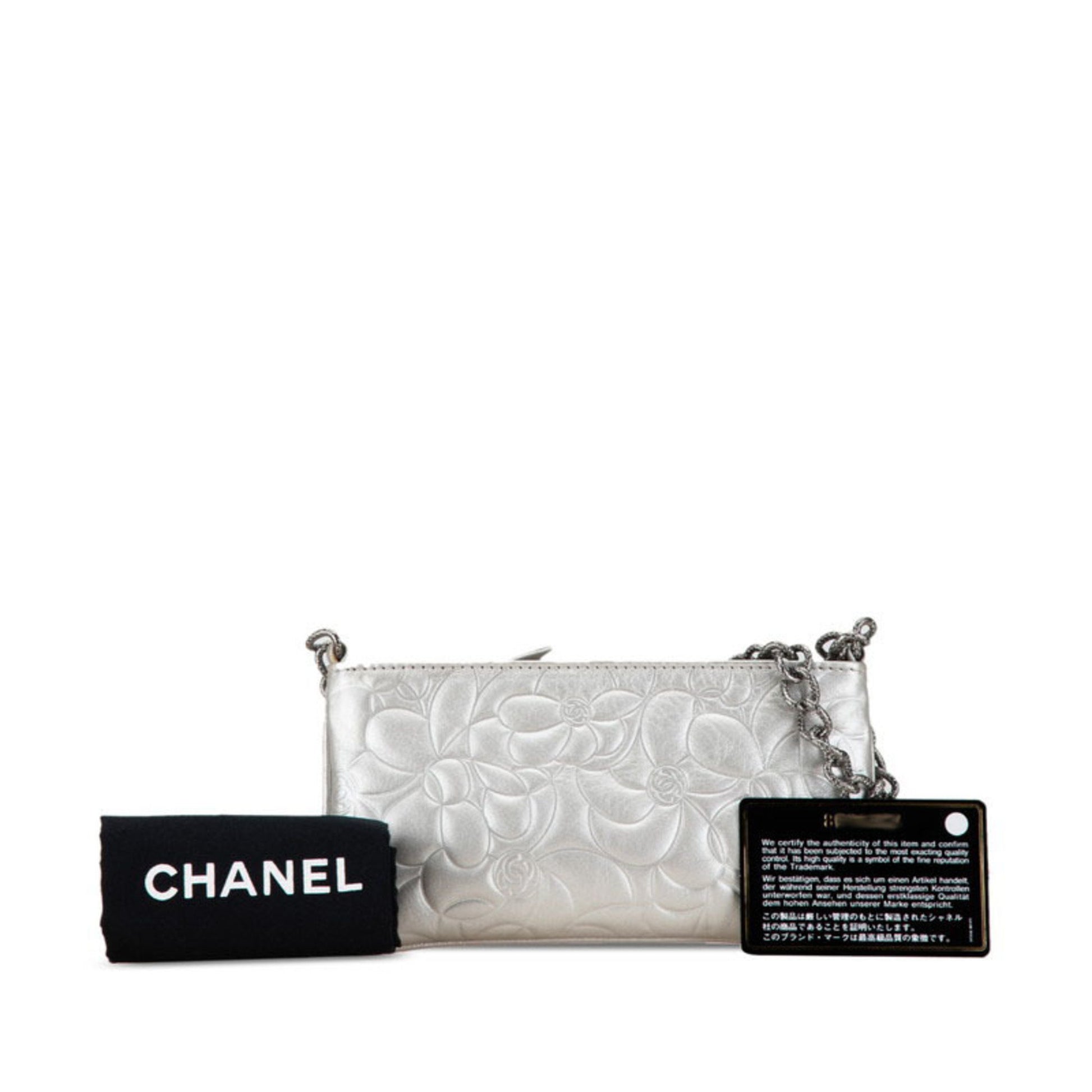 Chanel Camellia, Silver, Leather, handbag