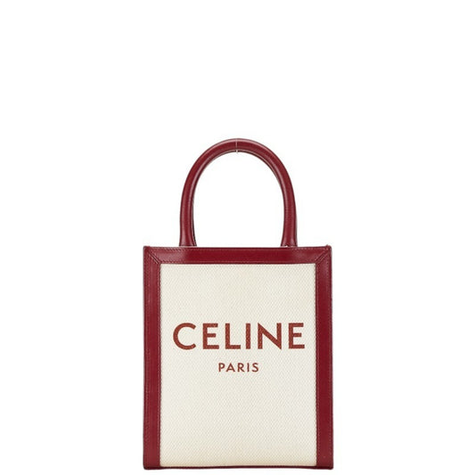 Céline Cabas Vertical, White, Canvas, handbag