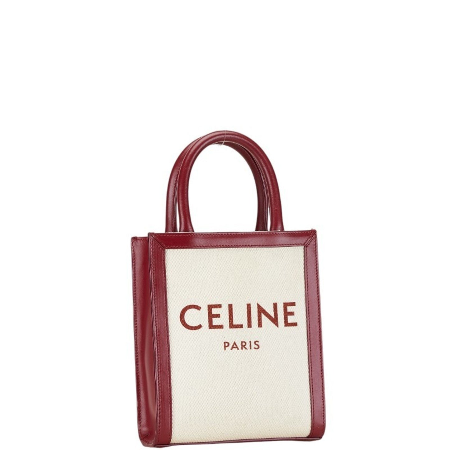 Céline Cabas Vertical, White, Canvas, handbag