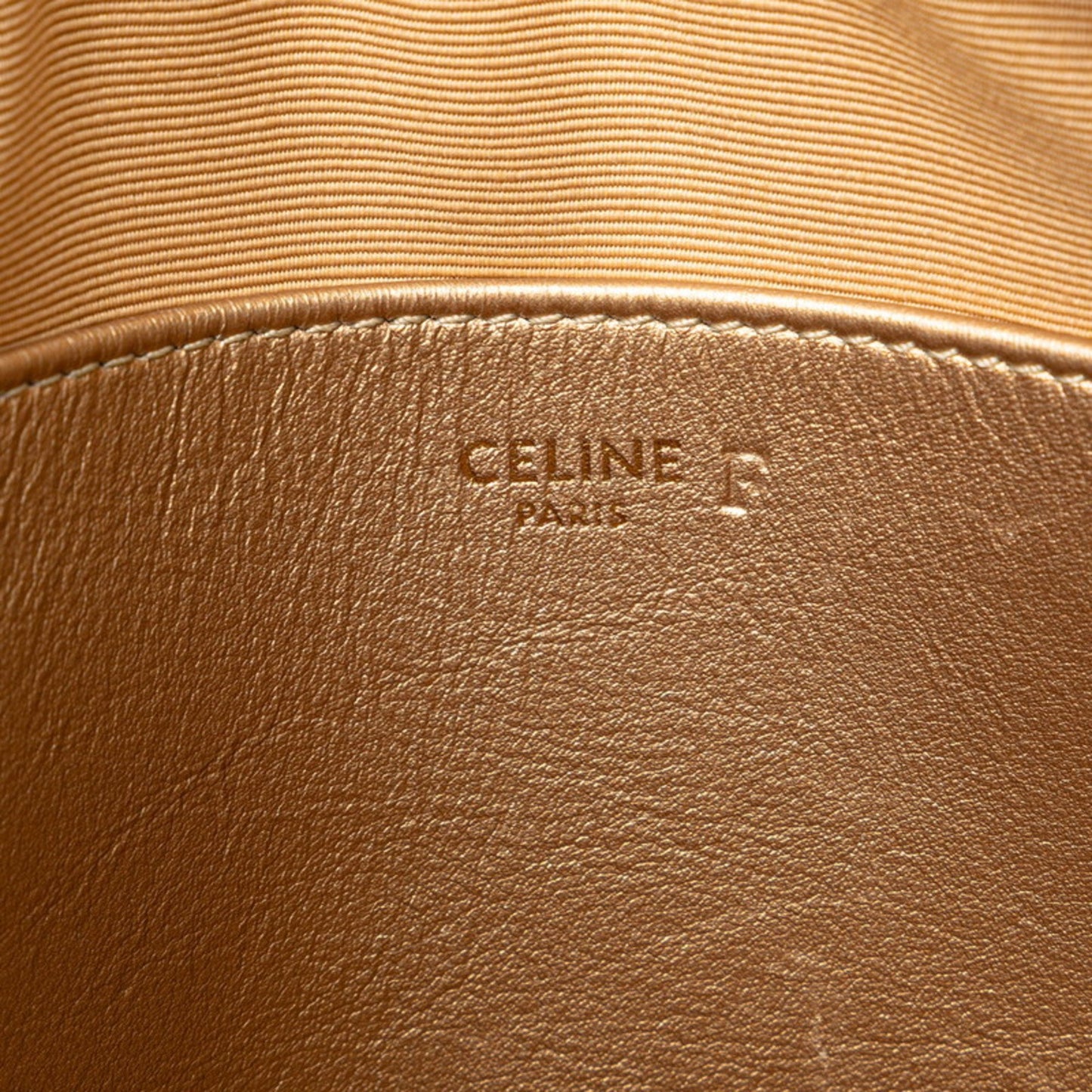 Céline C charm, Gold, Leather, shoulder