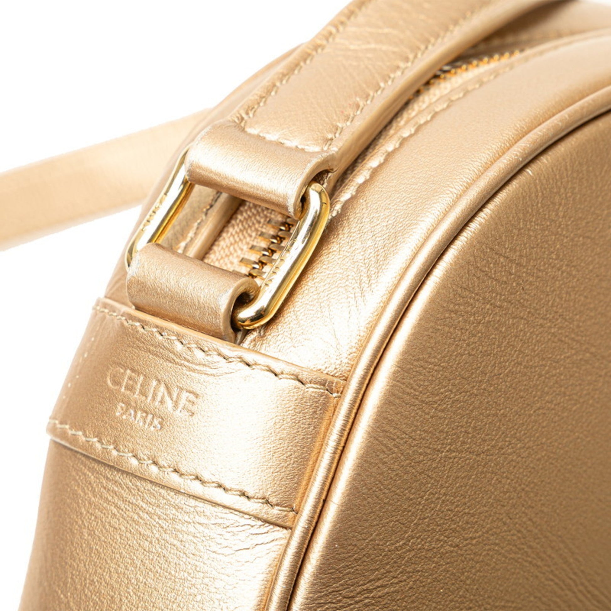 Céline C charm, Gold, Leather, shoulder