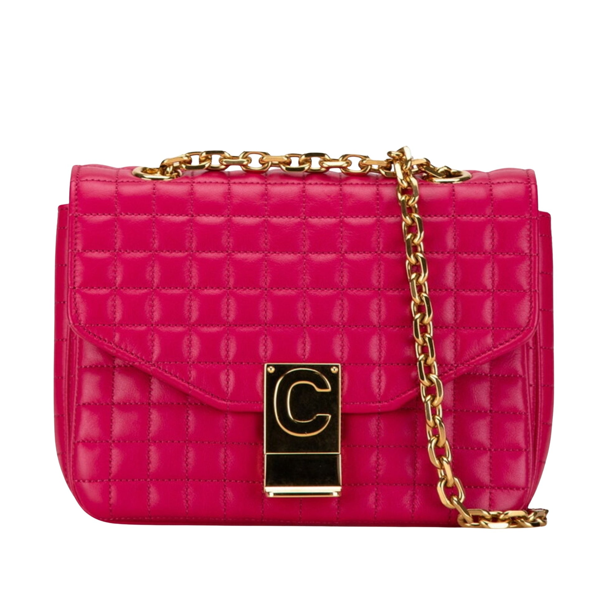 Céline C, Pink, Leather, shoulder