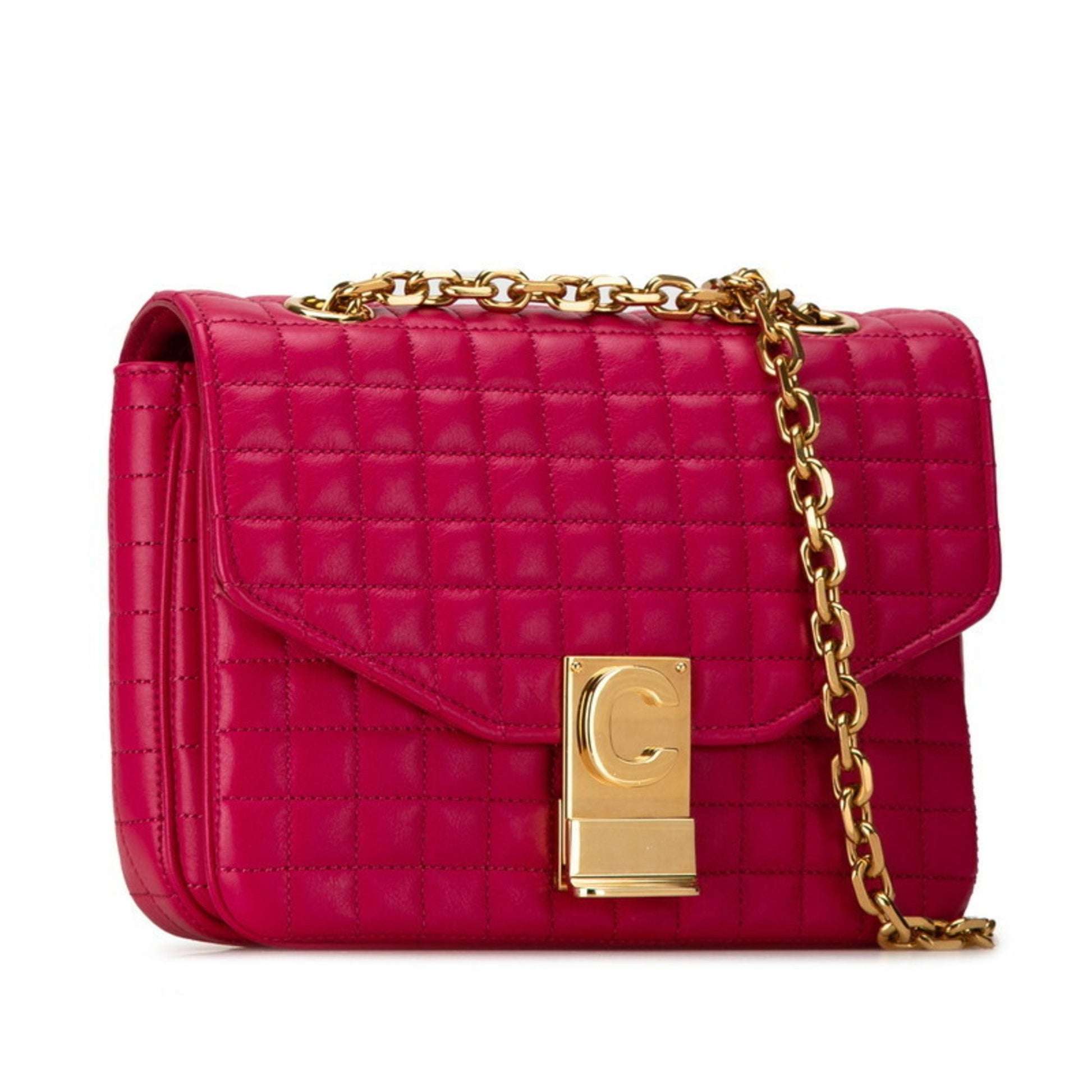 Céline C, Pink, Leather, shoulder