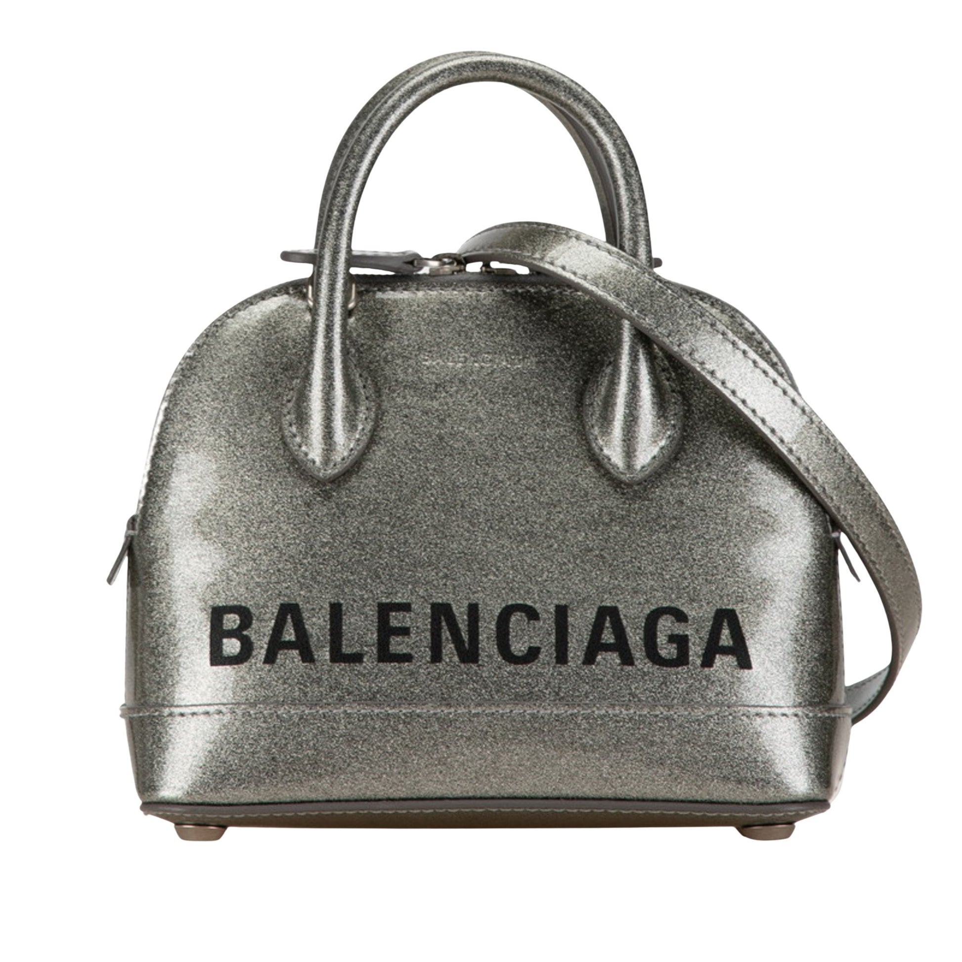 Balenciaga Ville, Silver, Leather, handbag