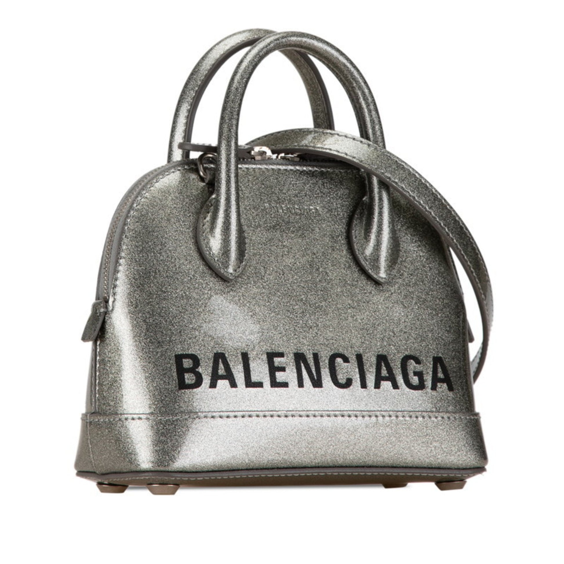 Balenciaga Ville, Silver, Leather, handbag