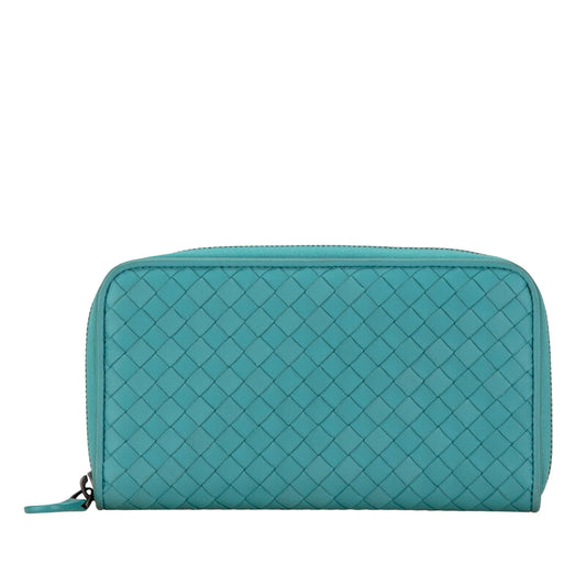 Bottega Veneta Intrecciato, Turquoise, Leather, wallet