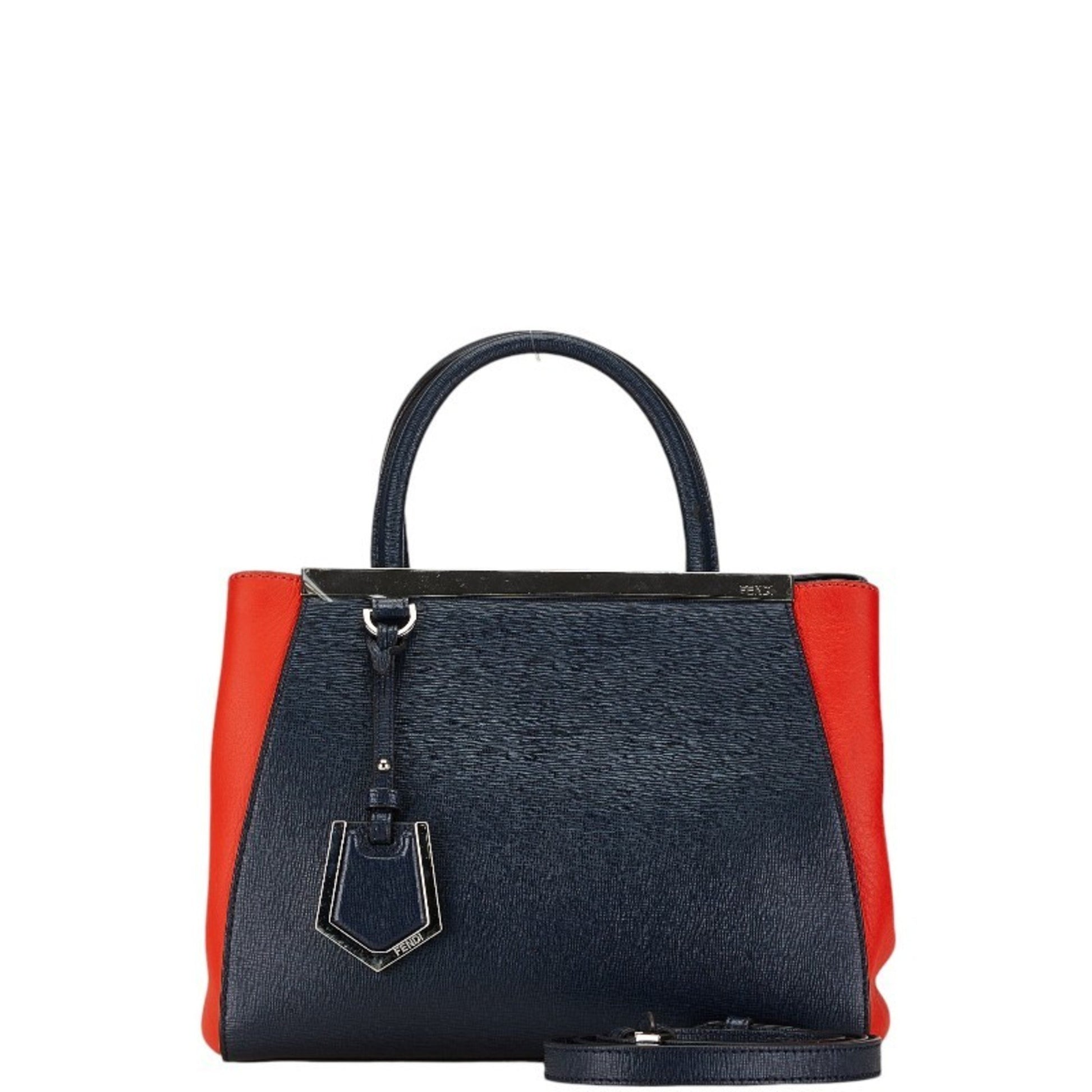 Fendi 2Jours, Navy, Leather, handbag