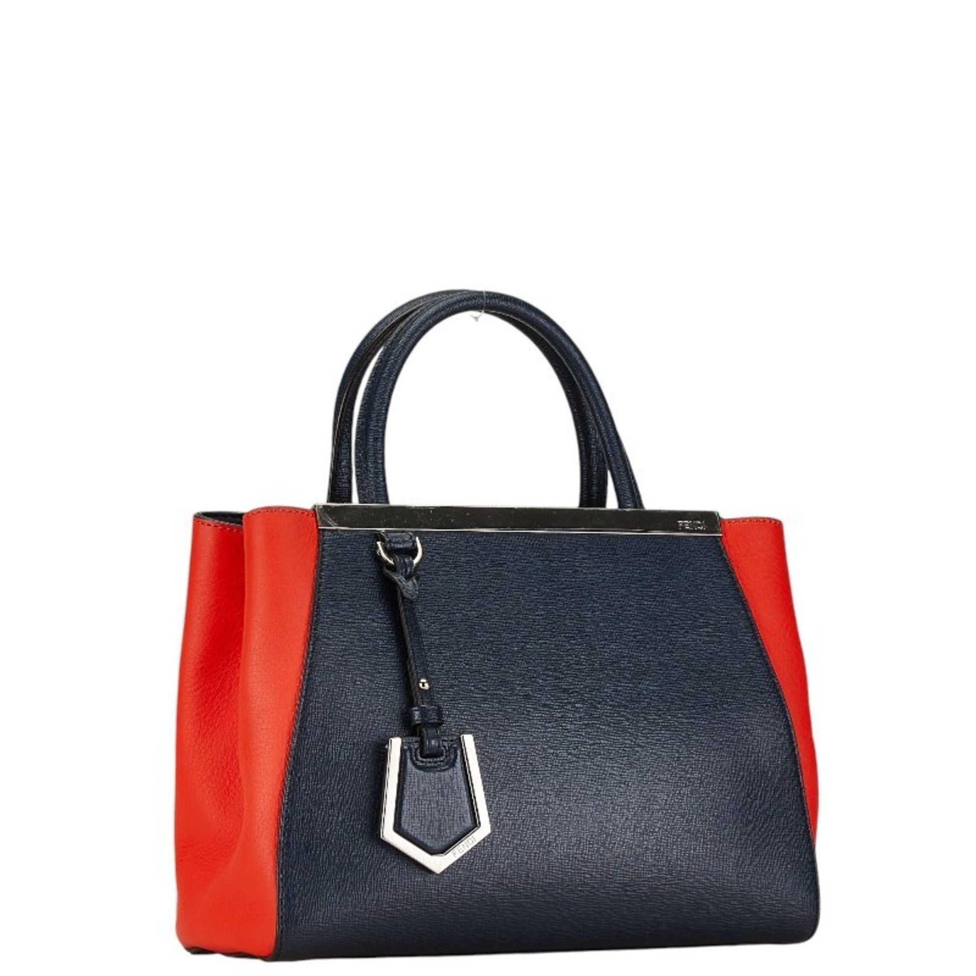 Fendi 2Jours, Navy, Leather, handbag