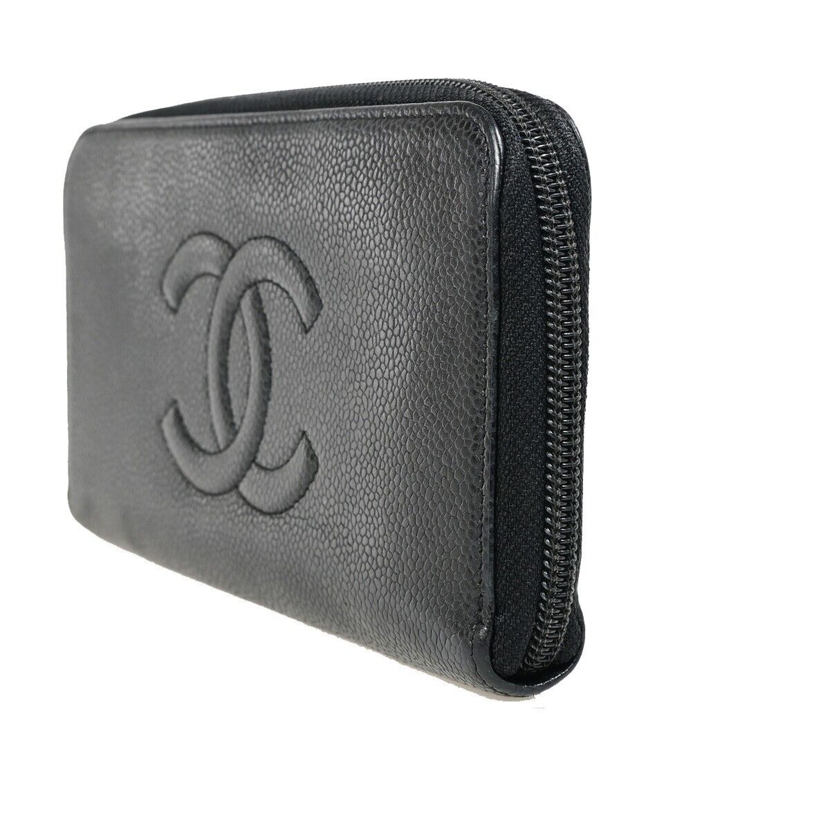 Chanel Zip around wallet, Black, Leather, wallet