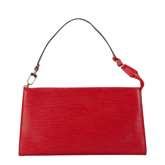 Louis Vuitton Pochette Accessoire, Red, Leather, clutch