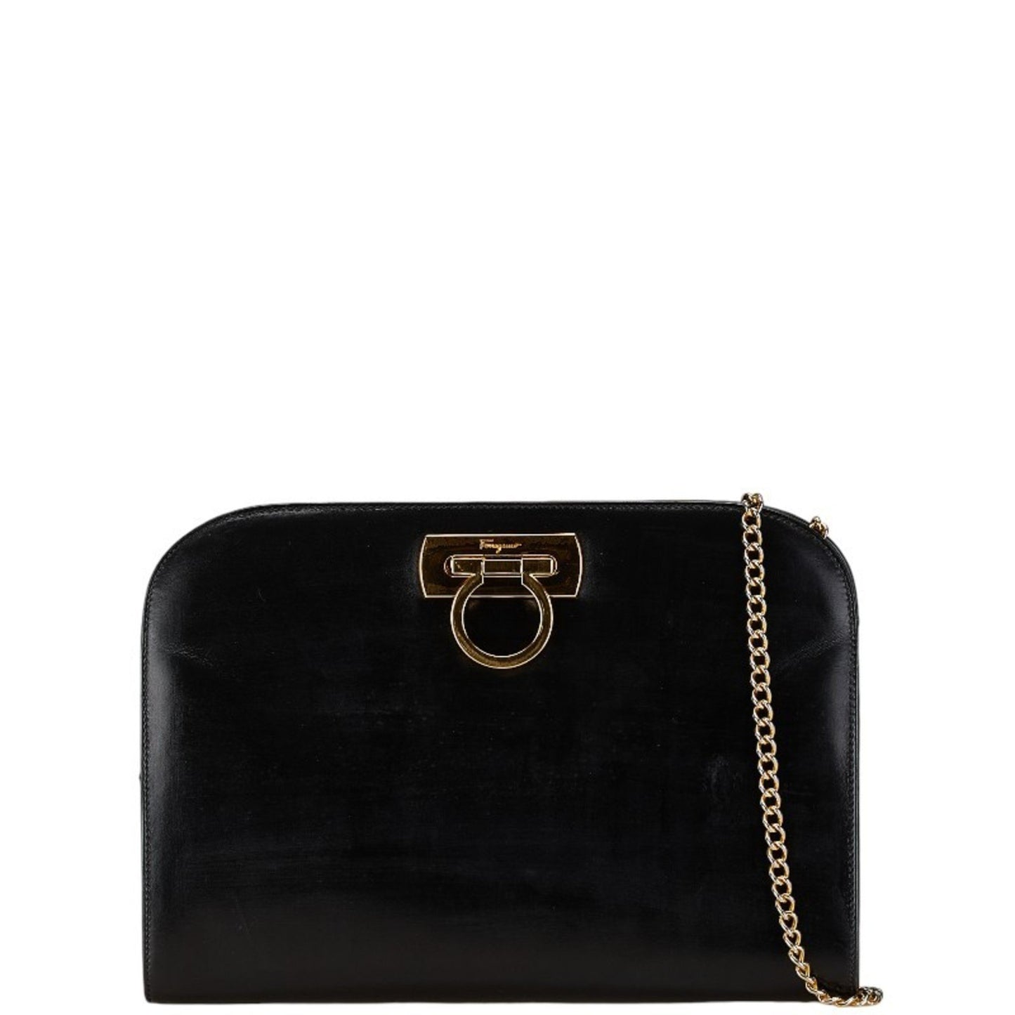 Salvatore Ferragamo Gancini, Black, Leather, shoulder