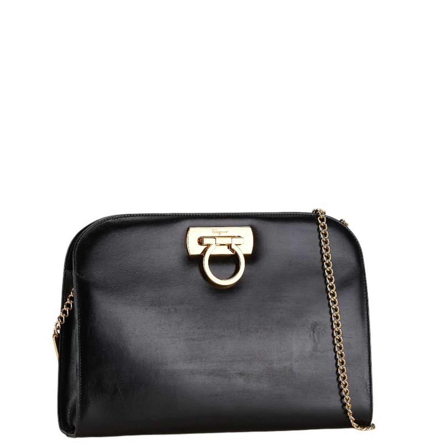 Salvatore Ferragamo Gancini, Black, Leather, shoulder