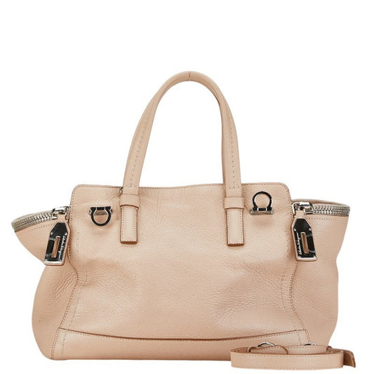 Salvatore Ferragamo Gancini, Beige, Leather, tote