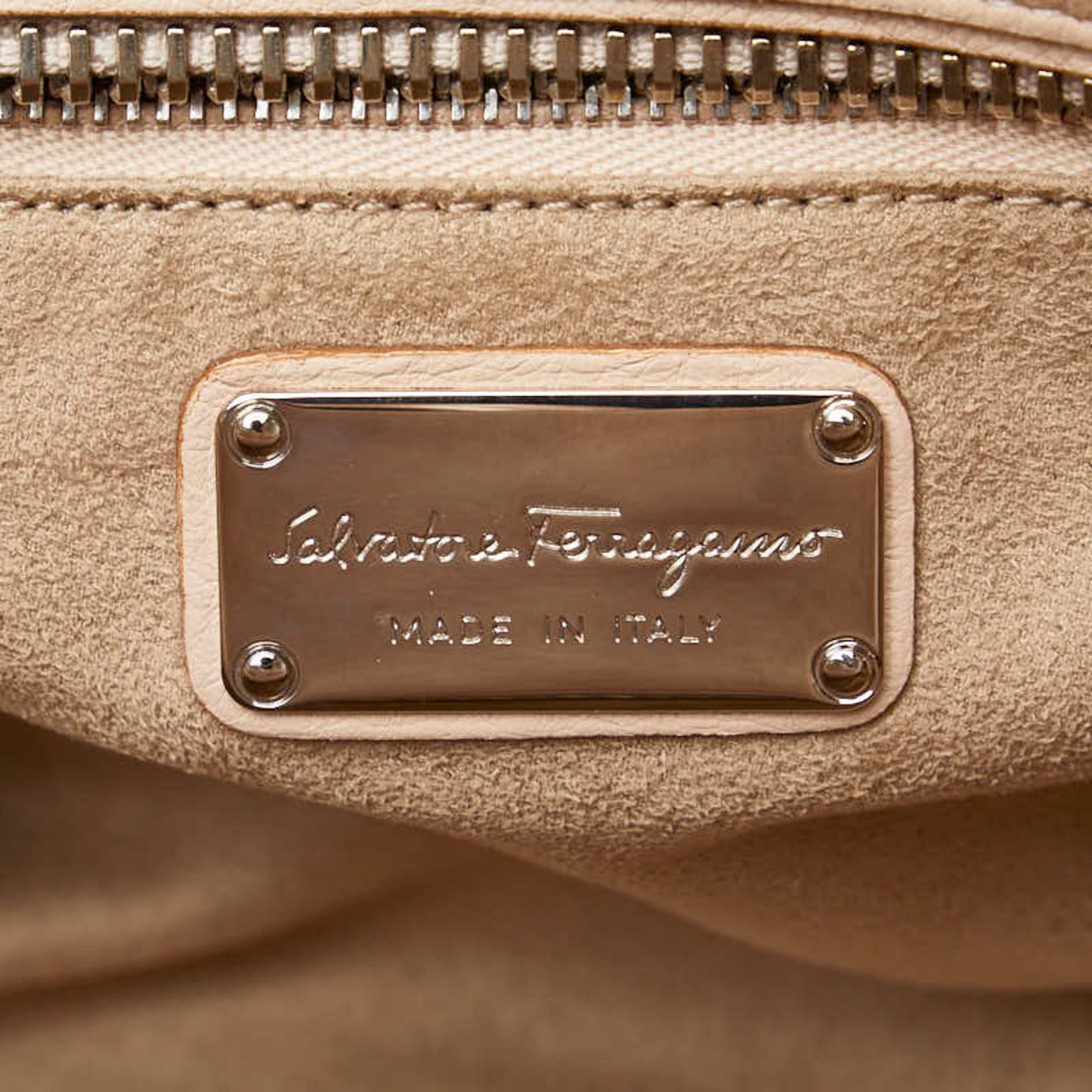 Salvatore Ferragamo Gancini, Beige, Leather, tote