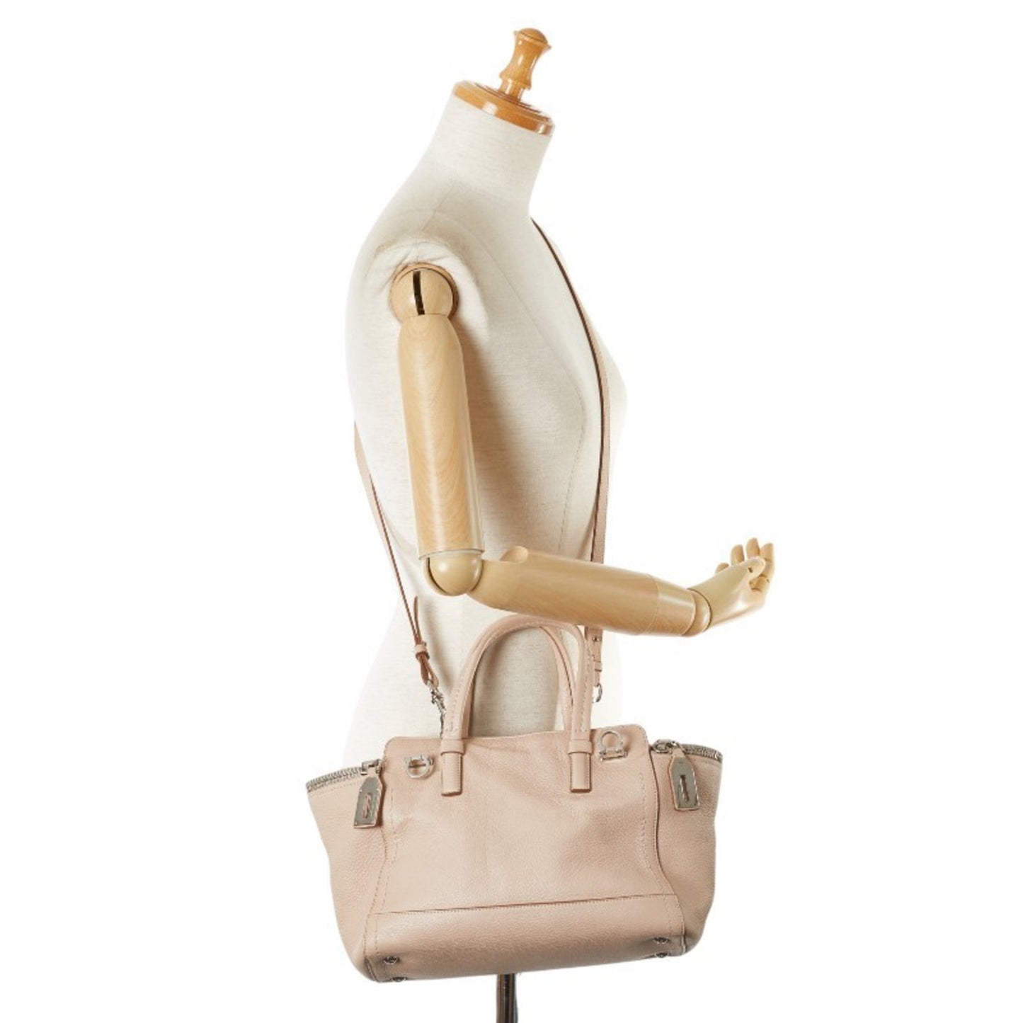 Salvatore Ferragamo Gancini, Beige, Leather, tote