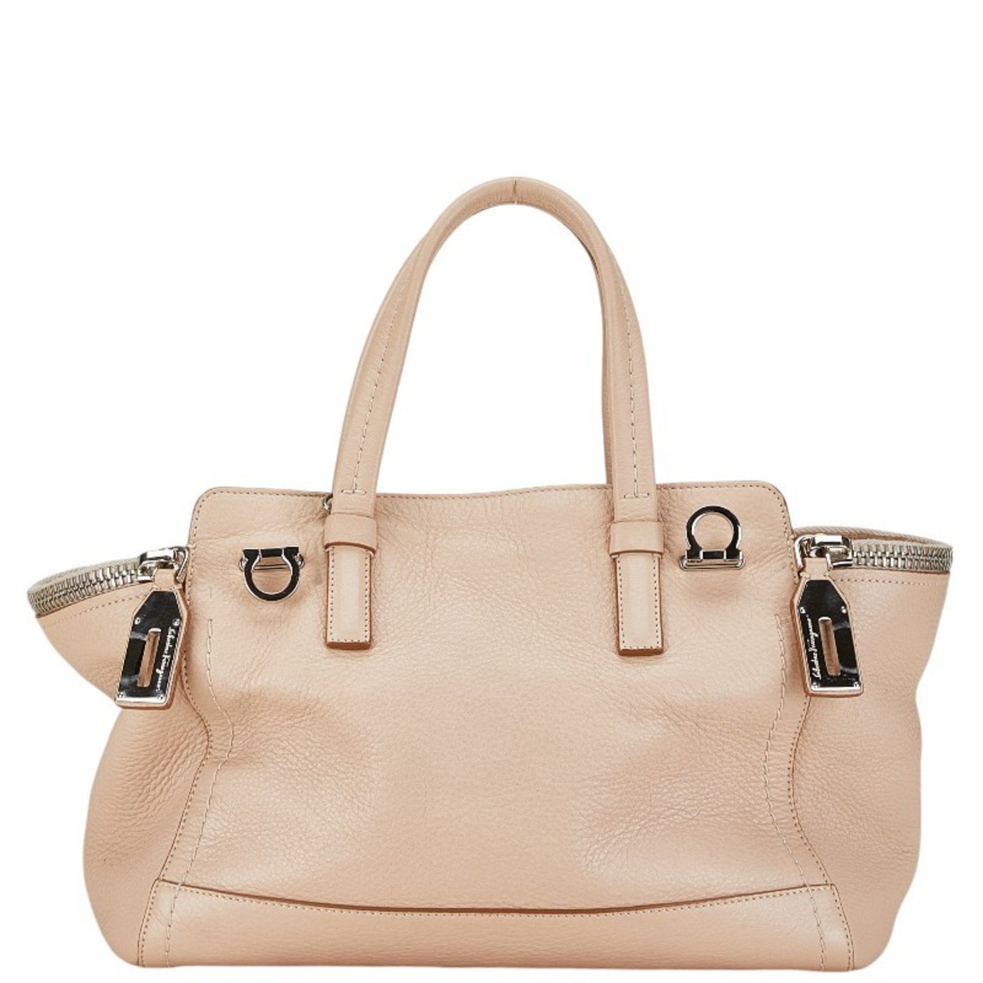 Salvatore Ferragamo Gancini, Beige, Leather, tote