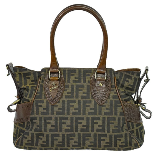 Fendi Etniko, Brown, Canvas, handbag