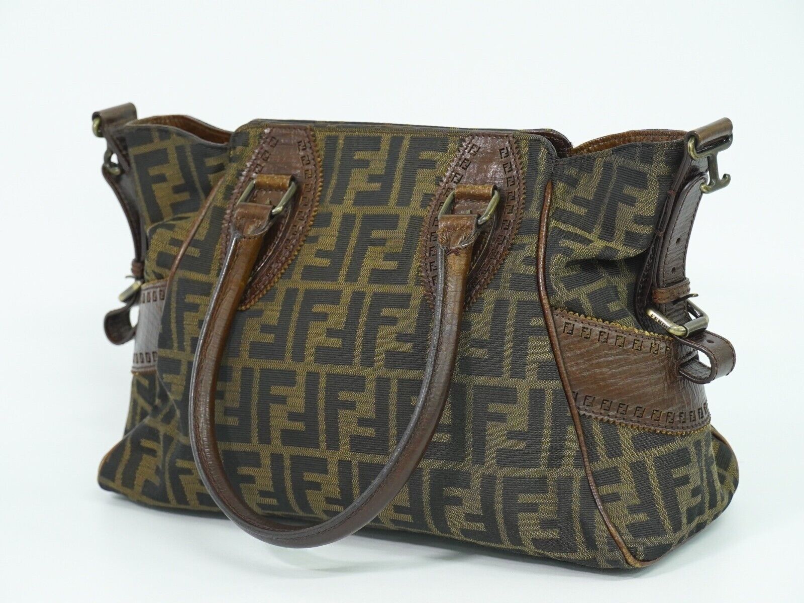 Fendi Etniko, Brown, Canvas, handbag