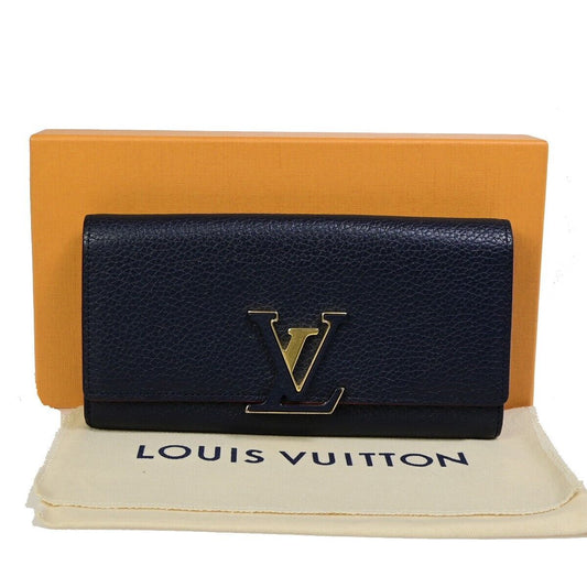 Louis Vuitton Capucines, Navy, Leather, wallet