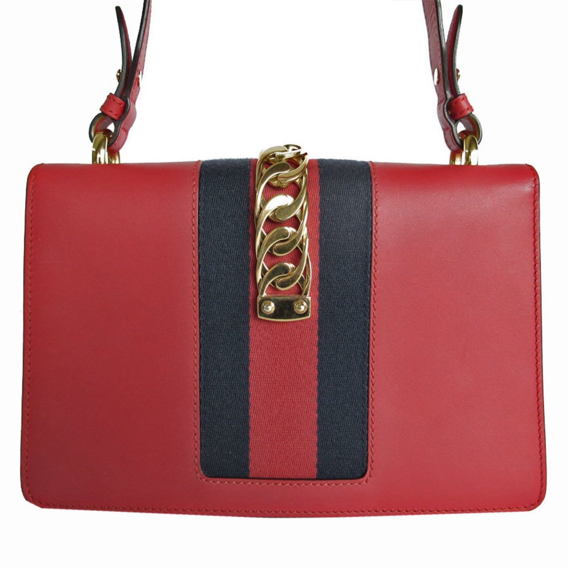Gucci Sylvie, Red, Leather, shoulder