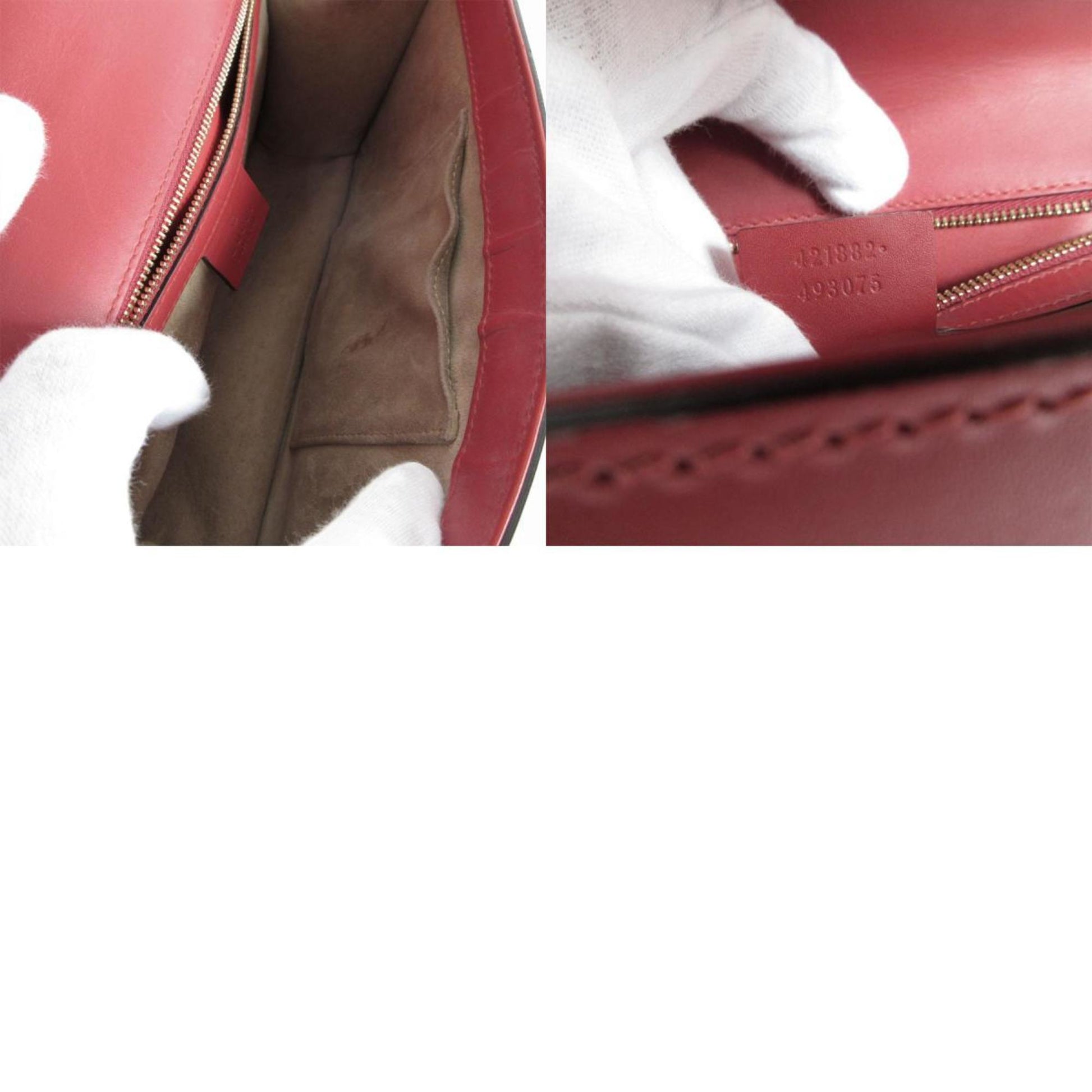 Gucci Sylvie, Red, Leather, shoulder