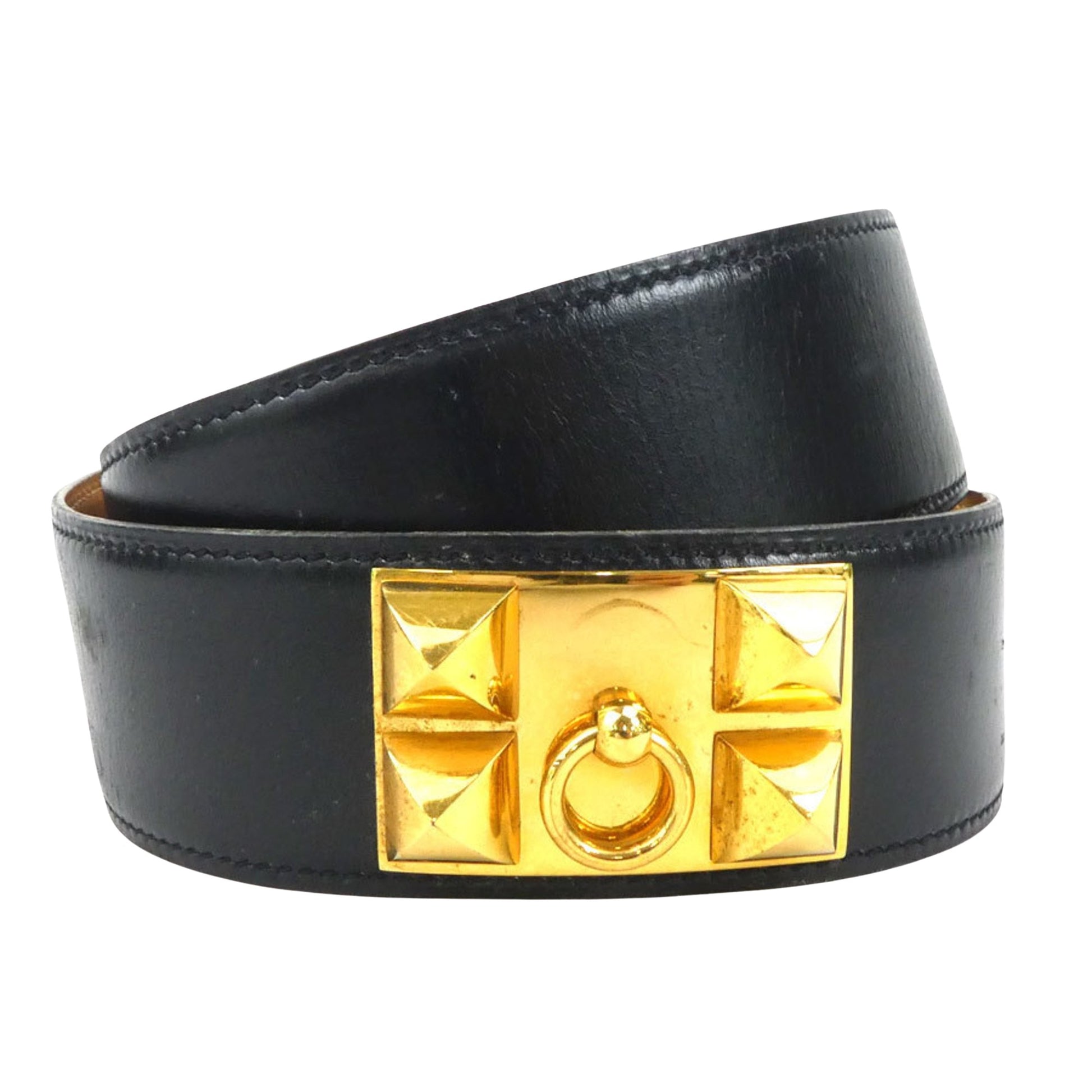 Hermès Collier de chien, Black, Leather, belt