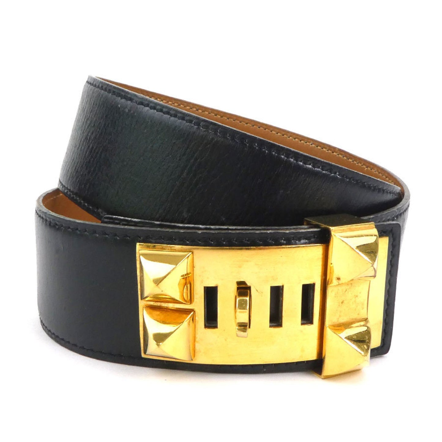 Hermès Collier de chien, Black, Leather, belt