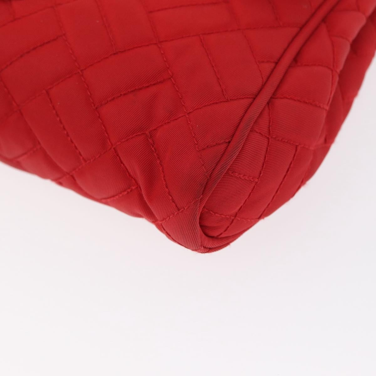 Prada Pushlock Chain Flap Quilted Tessuto, Red, Nylon, Shoulder Bag