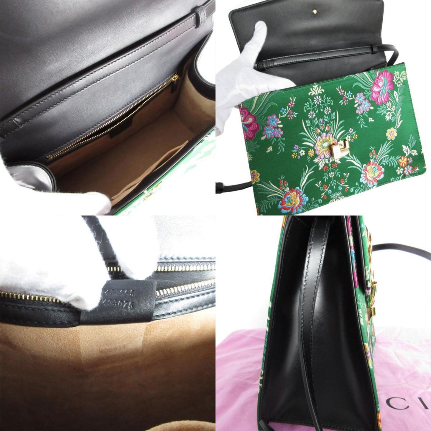 Gucci Sylvie, Green, Leather, handbag