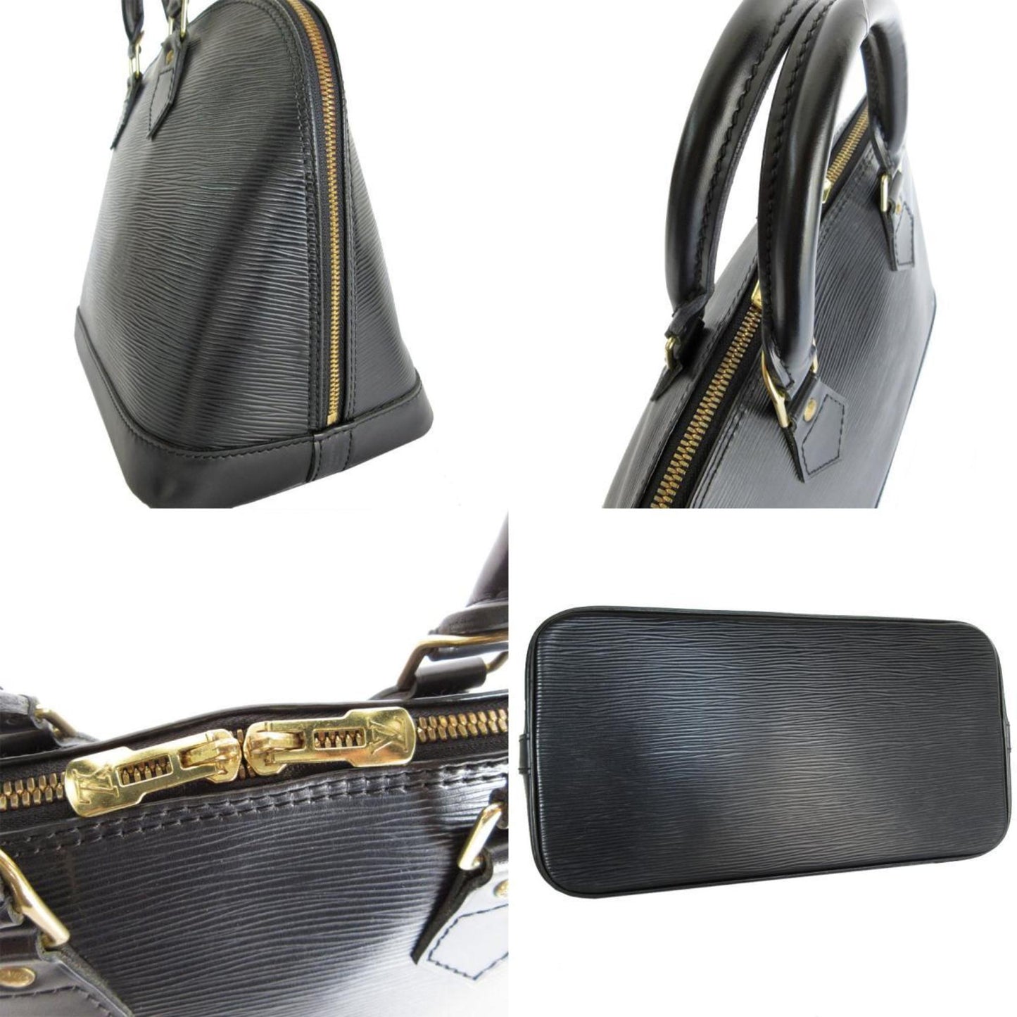 Louis Vuitton Alma, Black, Leather, handbag