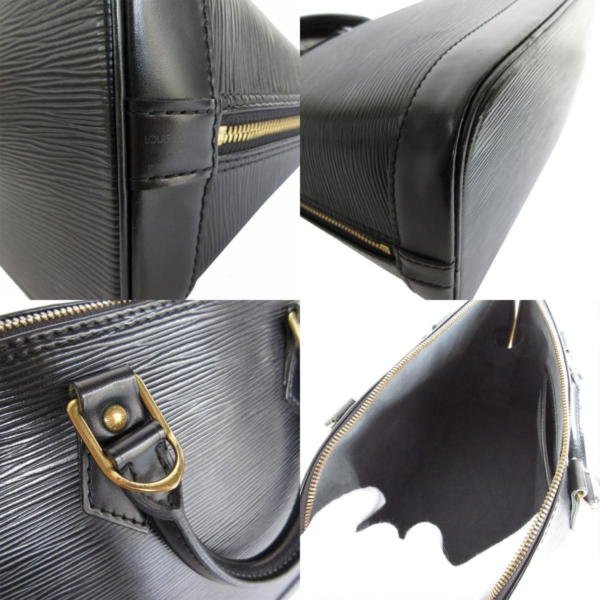 Louis Vuitton Alma, Black, Leather, handbag