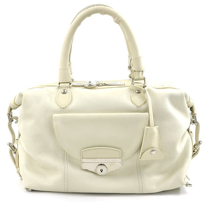 Louis Vuitton Boston, White, Leather, handbag