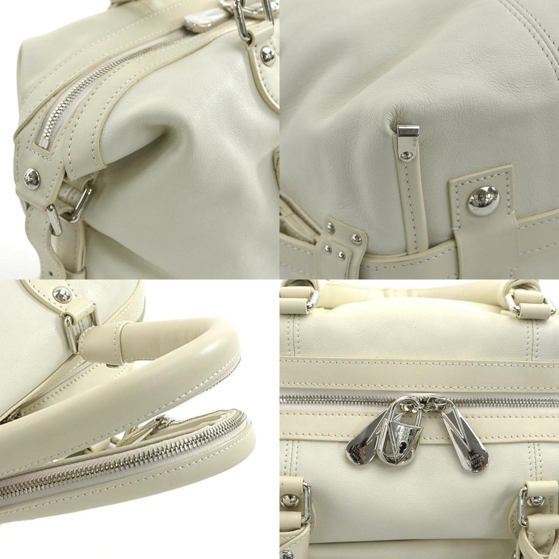 Louis Vuitton Boston, White, Leather, handbag