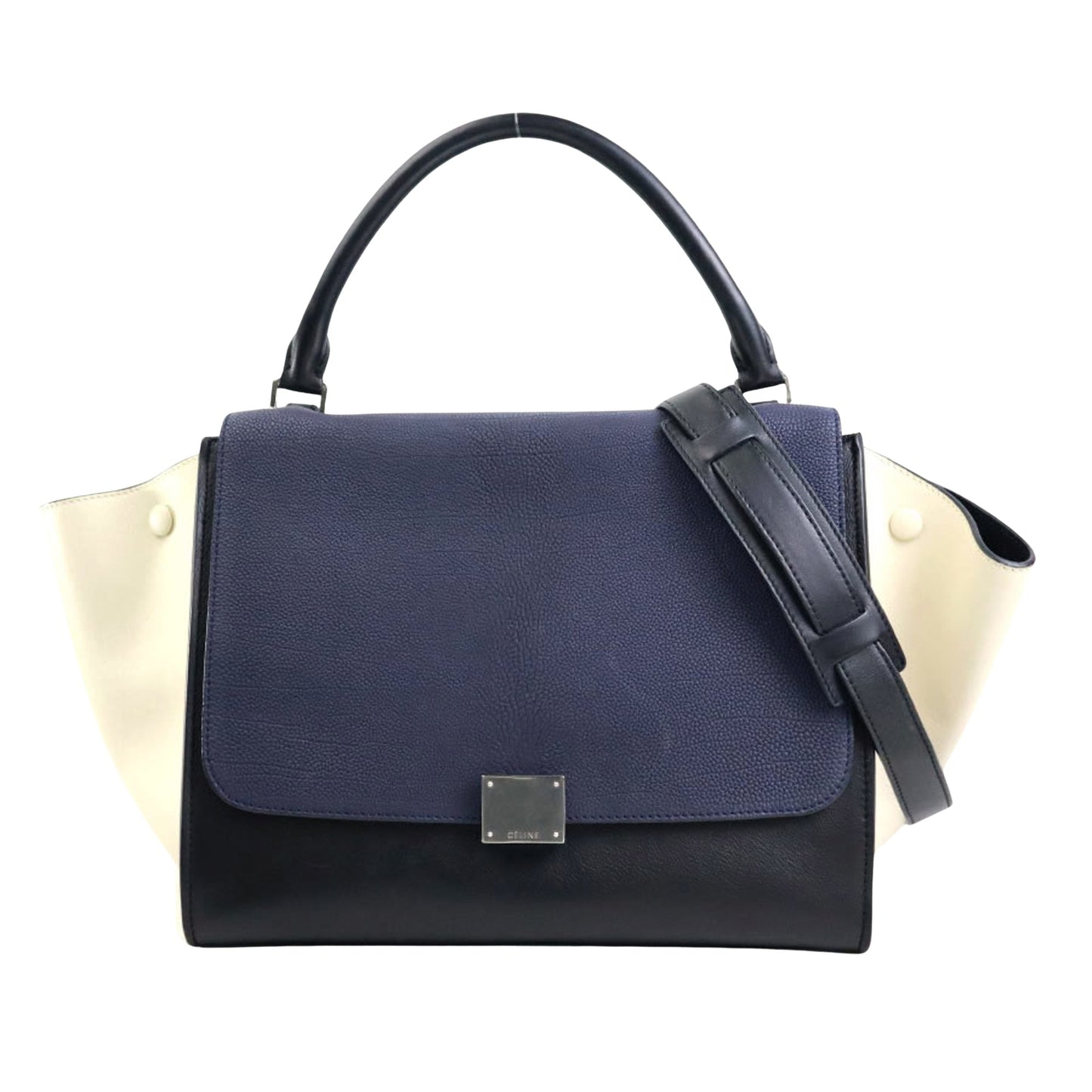 Céline Trapèze, Black, Leather, handbag