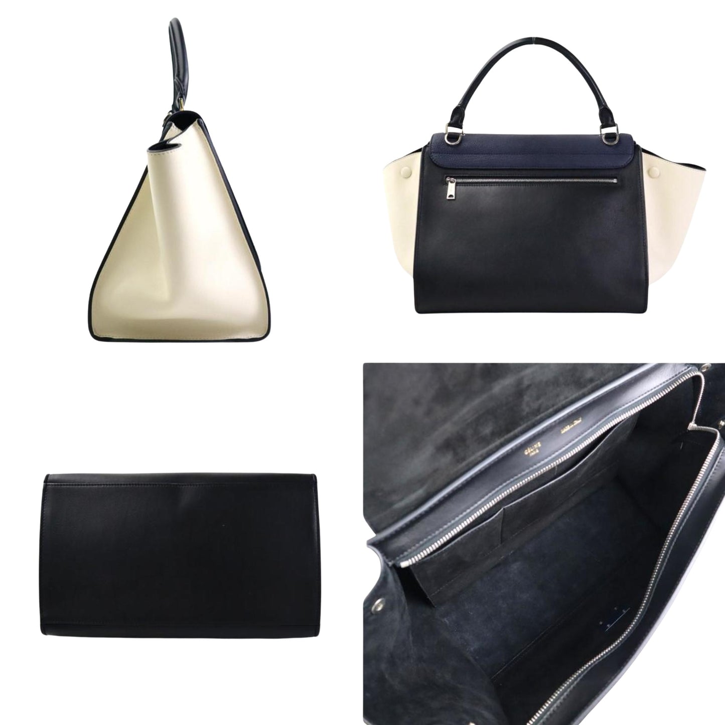 Céline Trapèze, Black, Leather, handbag