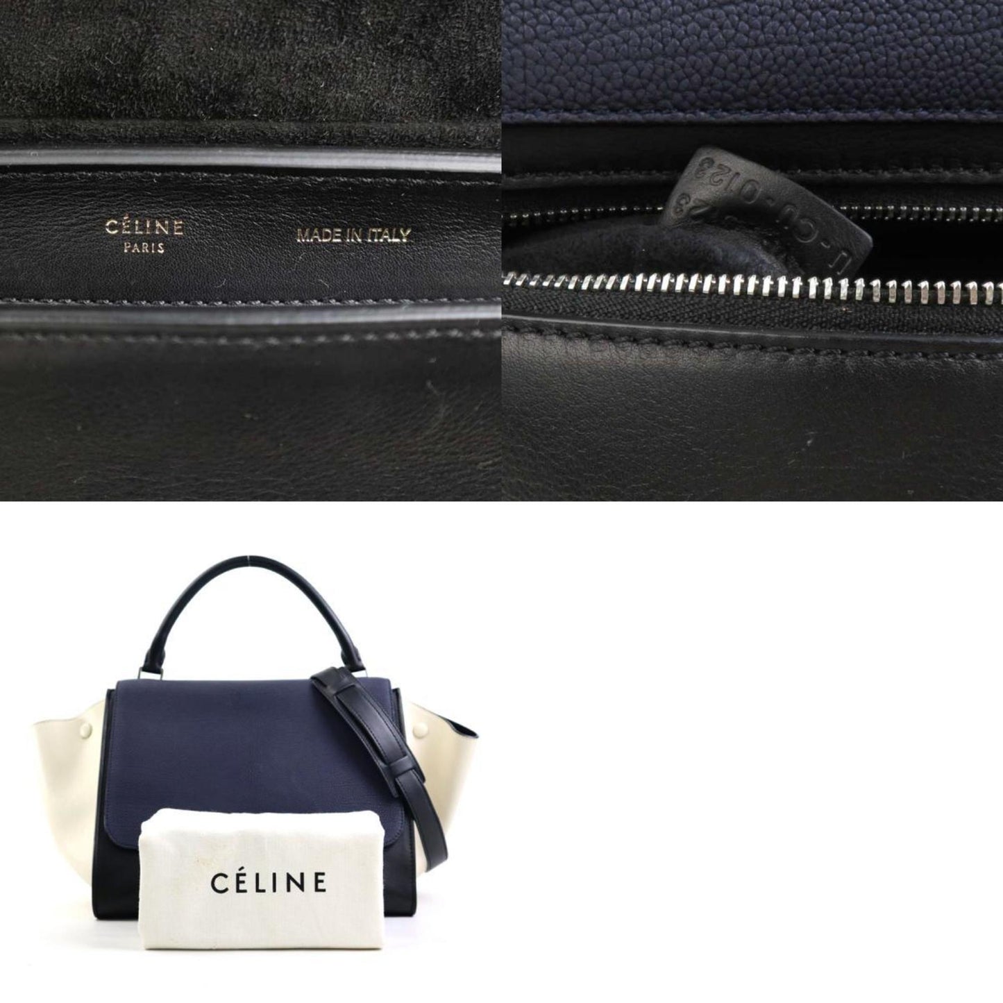 Céline Trapèze, Black, Leather, handbag