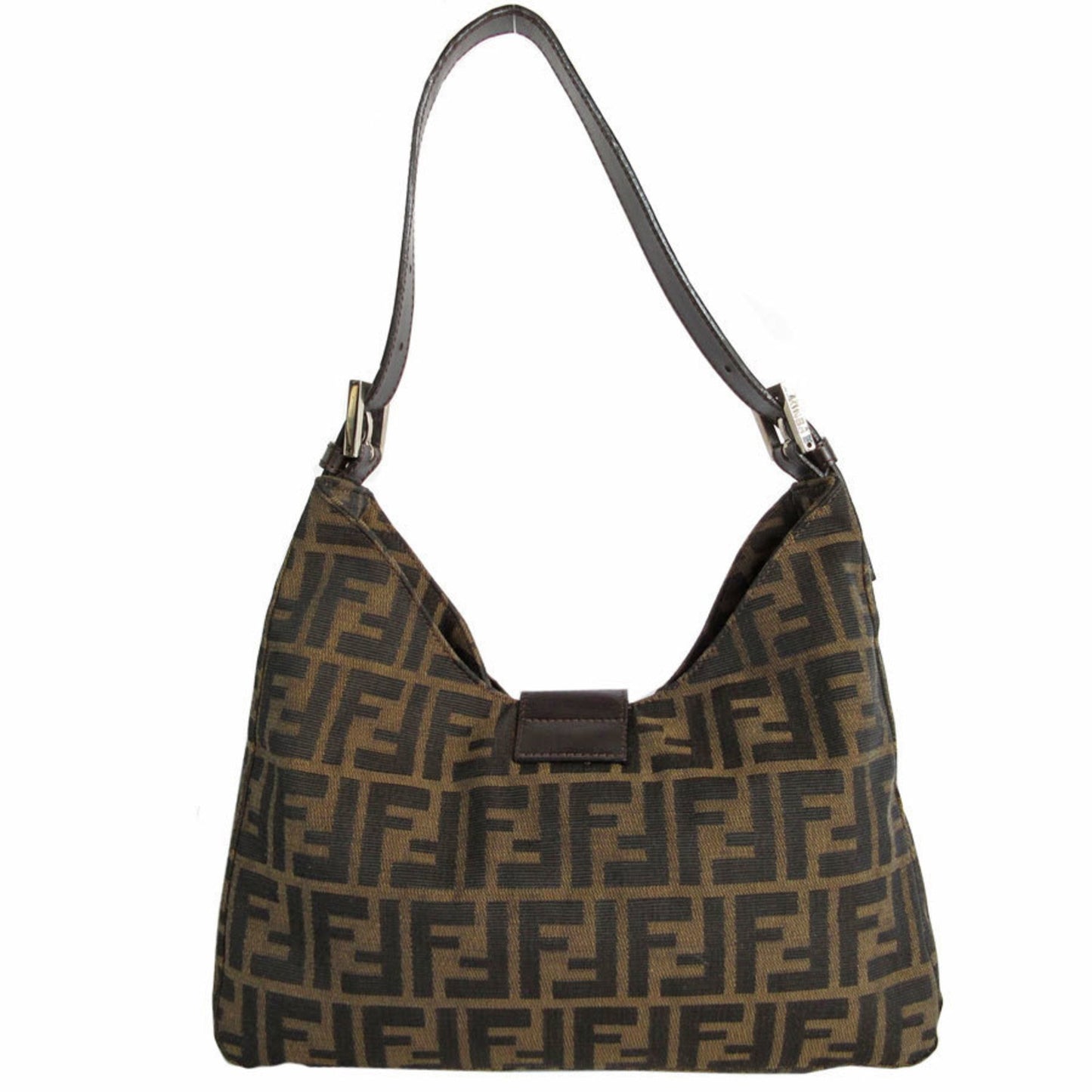 Fendi Zucca, Brown, Canvas, shoulder