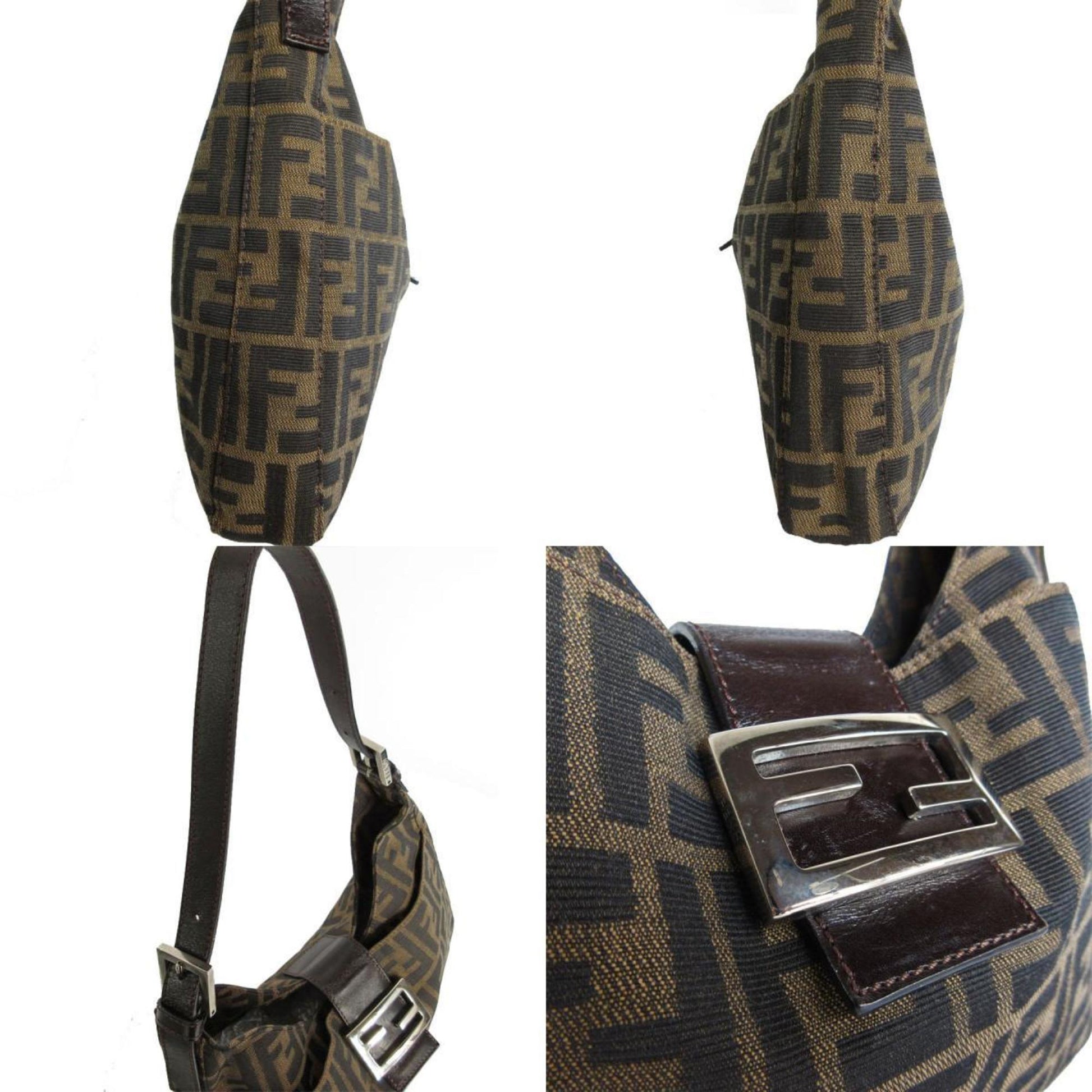 Fendi Zucca, Brown, Canvas, shoulder